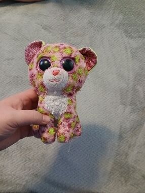 Pink & Lime Leopard Plush with Shimmery Ears